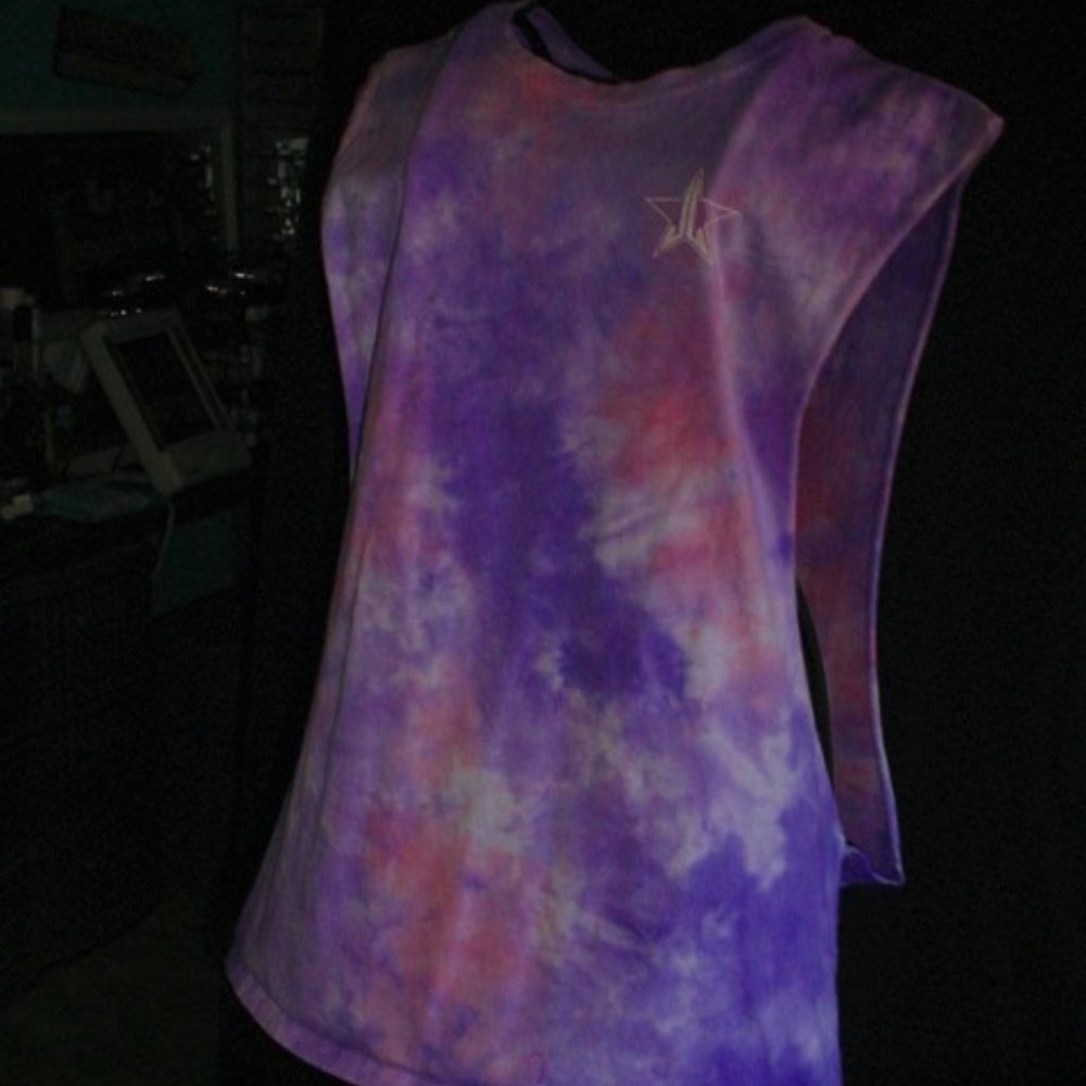 JEFFREE STAR Purple Pink Tye Dye Swim Cover Up Top XL